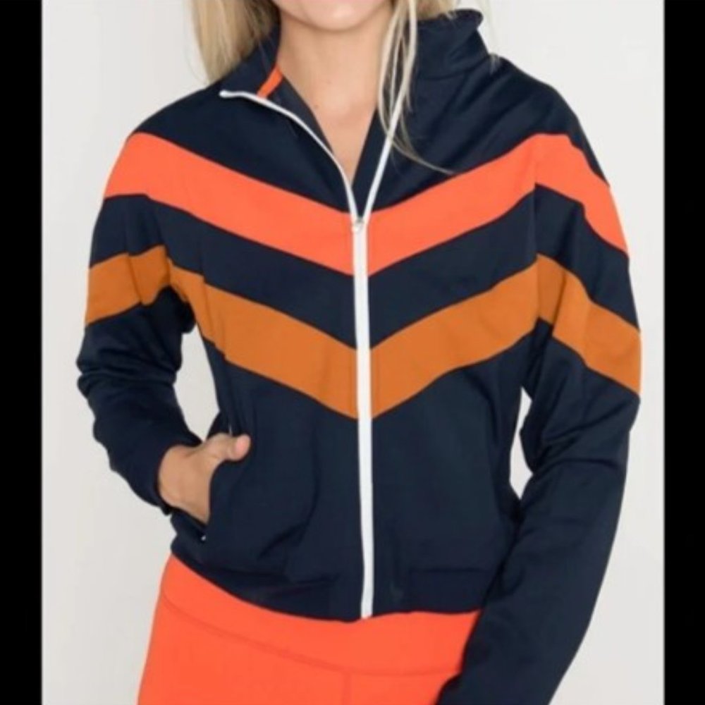 Anthropologie Splits59 Faye Oragne/Navy Track Jacket Size Med NWOT